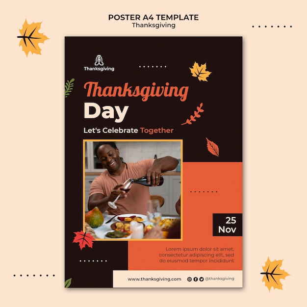 Kostenlose PSD thanksgiving-design-vorlage des posters