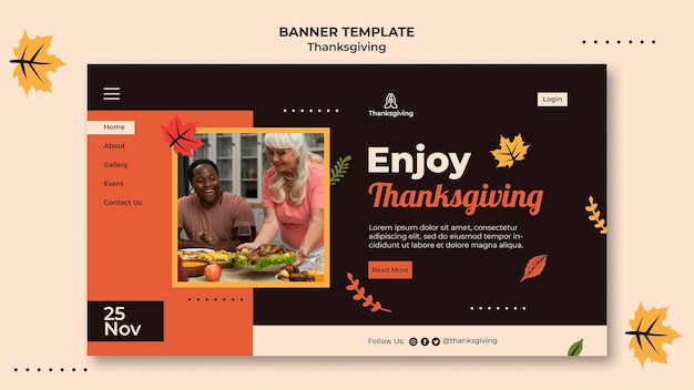 Kostenlose PSD thanksgiving-design-vorlage von banner