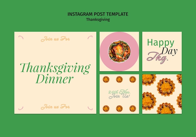 Kostenlose PSD thanksgiving-vorlage im flachen design