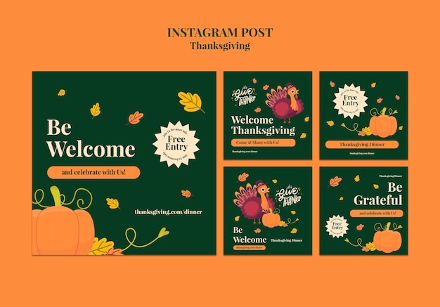 Kostenlose PSD thanksgiving-vorlage im flachen design