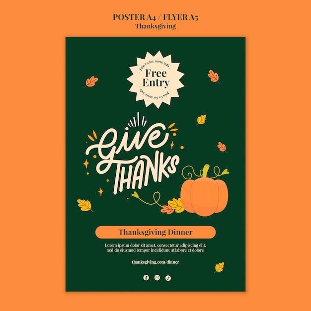 Kostenlose PSD thanksgiving-vorlage im flachen design