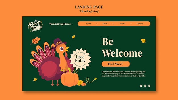 Kostenlose PSD thanksgiving-vorlage im flachen design