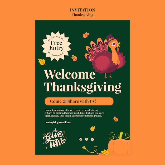 Kostenlose PSD thanksgiving-vorlage im flachen design