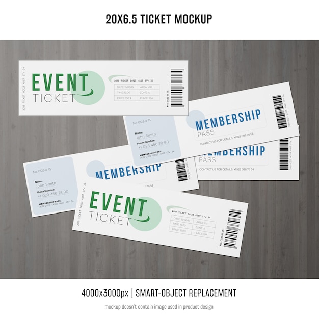 Kostenlose PSD ticket mockup