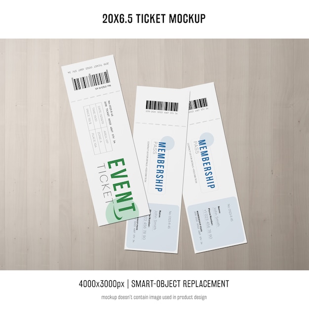 Kostenlose PSD ticket mockup