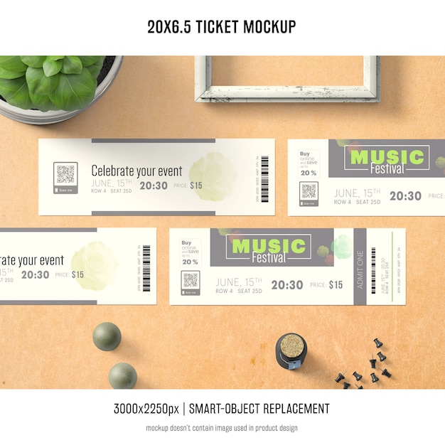 Kostenlose PSD ticket mockup