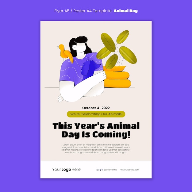 Tiertag-feier-poster-vorlage