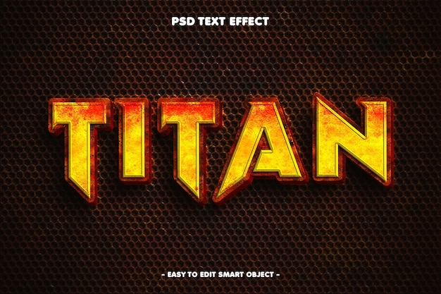 Kostenlose PSD titan-text-effekt auf rostem hintergrund