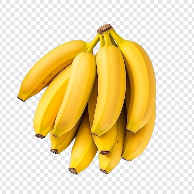 Kostenlose PSD top-ansicht von reifen baby-bananen, die auf durchsichtigem hintergrund isoliert sind