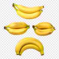 Kostenlose PSD top-ansicht von reifen baby-bananen, die auf durchsichtigem hintergrund isoliert sind