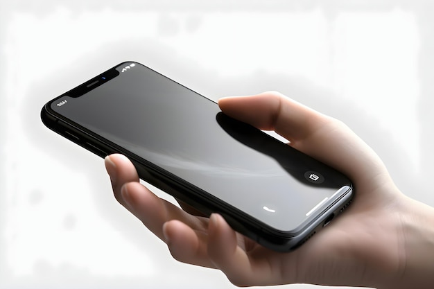 Touchscreen-smartphone in der hand auf weißem hintergrund 3d-rendering