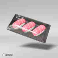 Kostenlose PSD traditionelle japanische sushi-box-symbol isoliert 3d-render-illustration