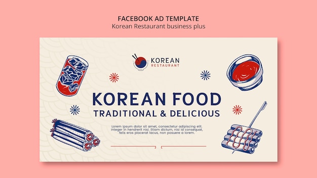 Kostenlose PSD traditionelle koreanische restaurant-social-media-promo-vorlage