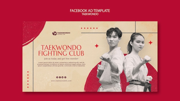 Traditionelle tawkwondo-kampfkunst-social-media-promo-vorlage