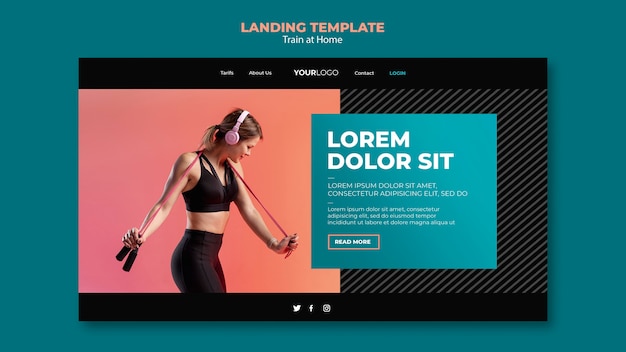 Train zu Hause Konzept Landing Page Vorlage