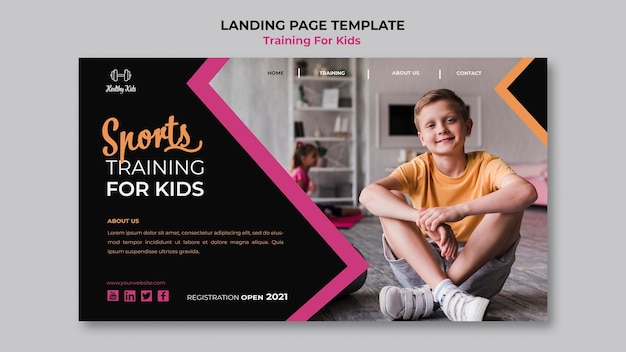 Kostenlose PSD training für kinder landing page