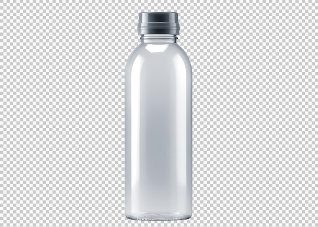 Transparente plastikflasche mit isoliertem wasser auf transparentem hintergrund
