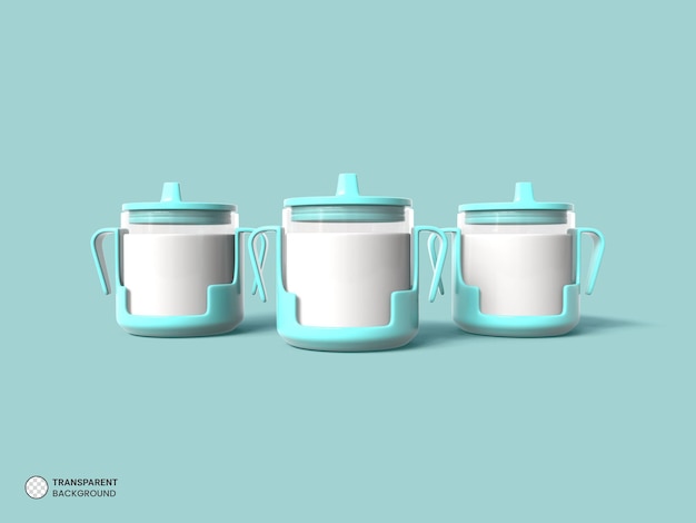 Kostenlose PSD transparentes baby-cup-symbol isolierte 3d-render-illustration