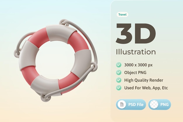 Travel Icon Live-Weste 3D-Illustration