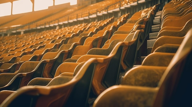 Kostenlose PSD tribünensitze im sportstadion, leere außenarena, generative ki