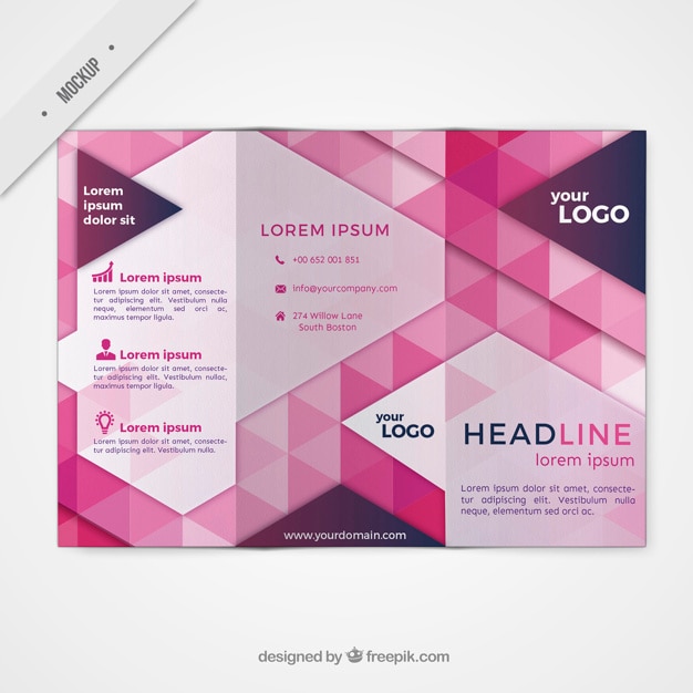 Kostenlose PSD trifold mockup im modernen stil