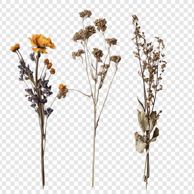 Kostenlose PSD trockene blumen bouquet eine sammlung getrockneter botanischer exemplare