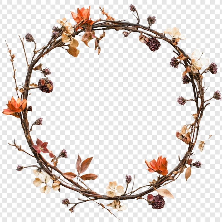 Kostenlose PSD trockener blumenkreis kranz herbstblumenarrangement