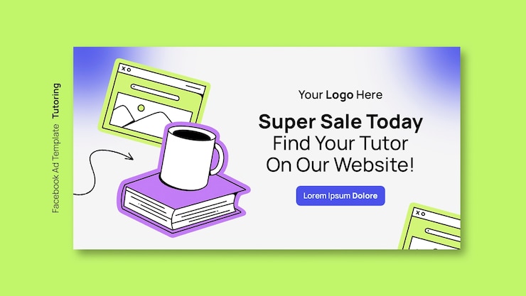 Kostenlose PSD tutoring-dienst facebook-vorlage