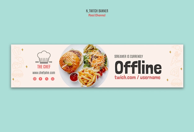 Kostenlose PSD twitch-banner des food-kanals