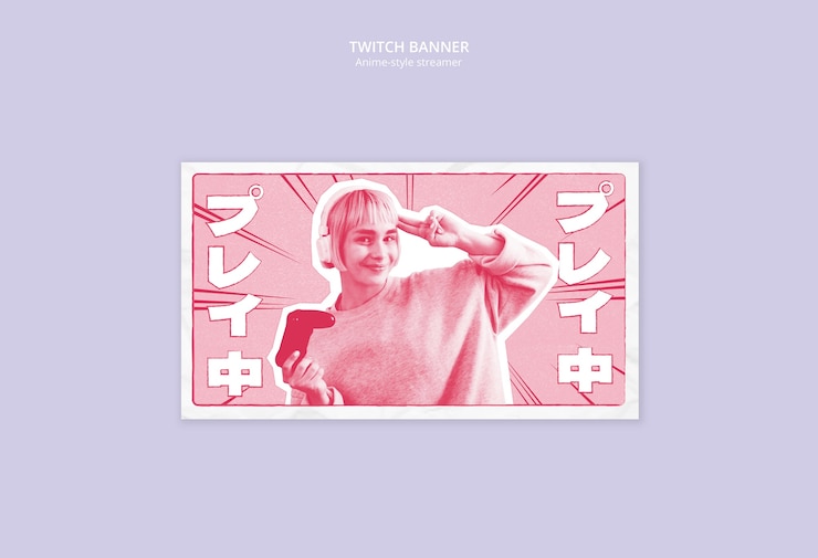 Kostenlose PSD twitch-banner für streamer im anime-stil
