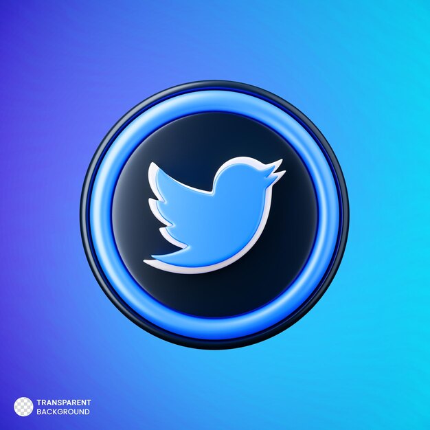 Twitter-Symbol 3D-Rendering isoliert