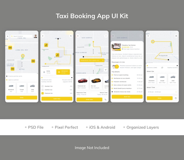 Ui-kit für die taxibuchungs-app