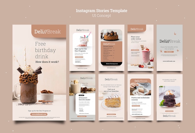 Kostenlose PSD ui ux instagram stories designvorlage