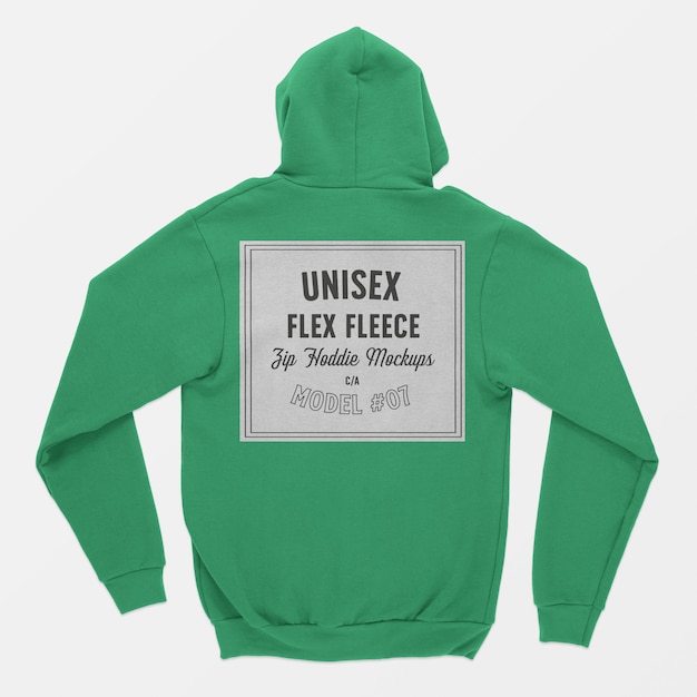 Kostenlose PSD unisex flex fleece zip hoodie modell
