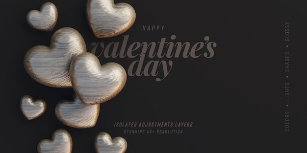 Kostenlose PSD valentines day cute background mockup mit dekorativen liebesherzen top view scene