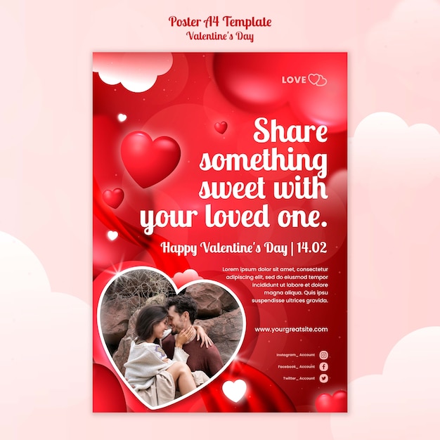 Kostenlose PSD valentinstag a4-poster-vorlage