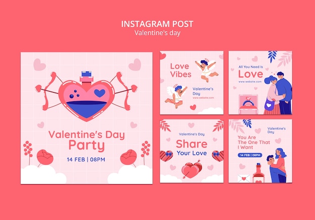 Kostenlose PSD valentinstag feier instagram beiträge