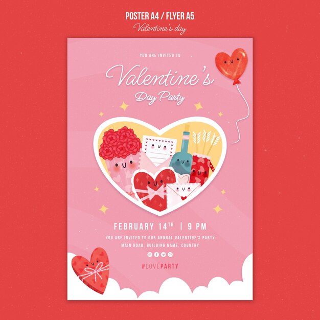 Valentinstag Feier Poster Vorlage