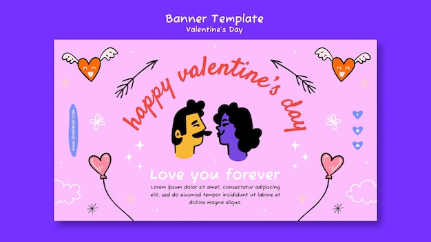 Valentinstag flache Design-Banner-Vorlage