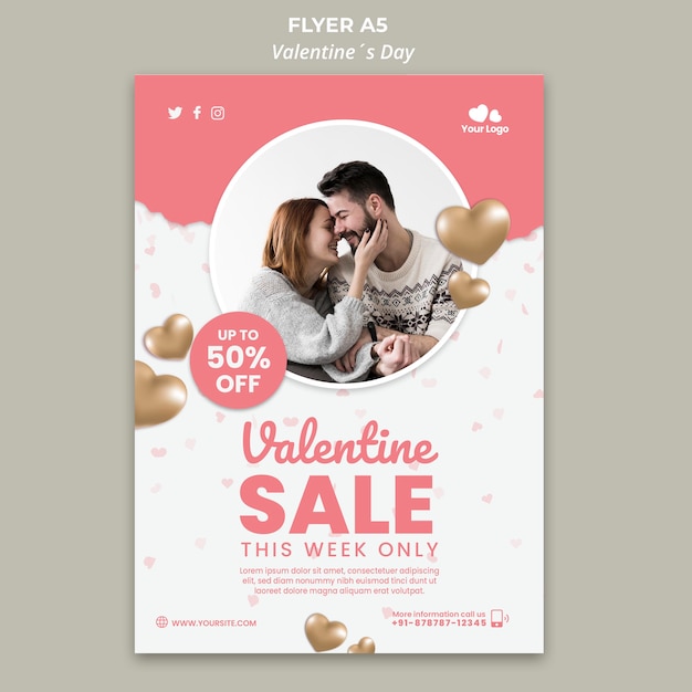 Kostenlose PSD valentinstag flyer vorlage