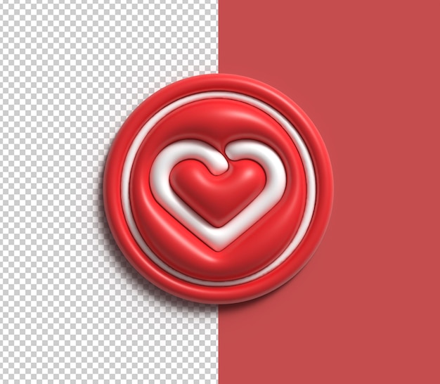 Kostenlose PSD valentinstag herz 3d-illustration design.