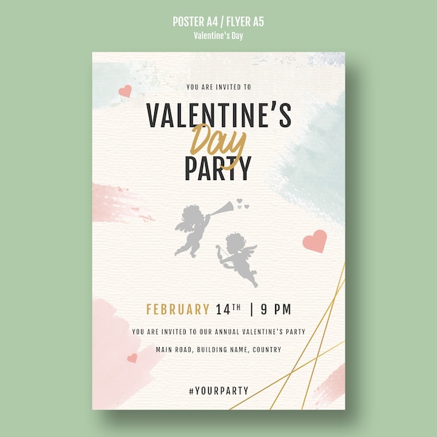 Kostenlose PSD valentinstag party einladung flyer