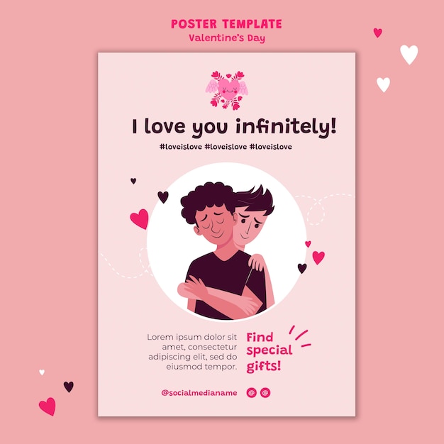 Kostenlose PSD valentinstag poster vorlage illustriert