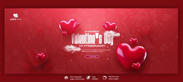 Kostenlose PSD valentinstag und super sale facebook cover-banner-vorlage