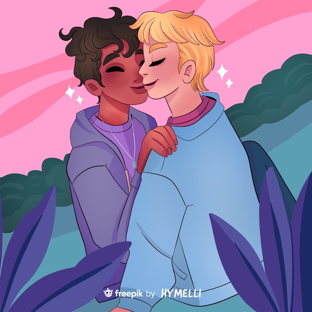 Valentinstagfeierillustration mit homosexuellem Paar