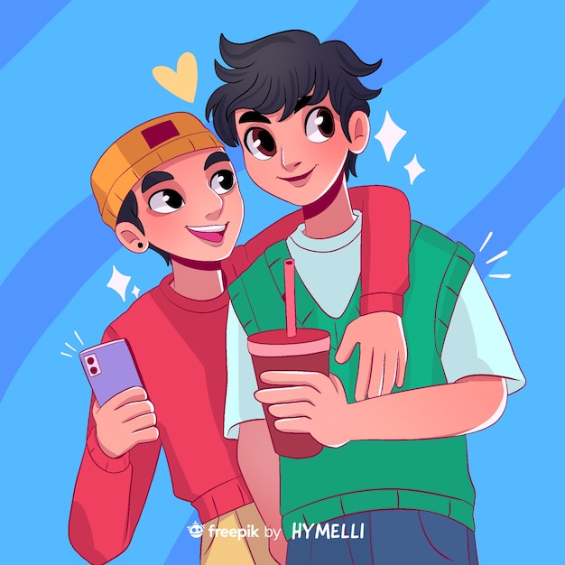 Valentinstagfeierillustration mit homosexuellem Paar