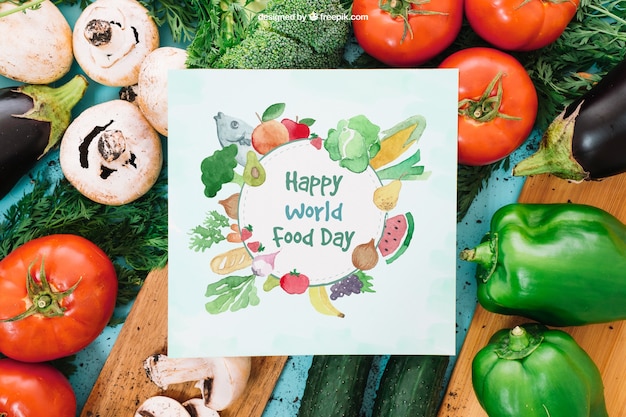 Kostenlose PSD vegetarisches mockup mit papierkarte