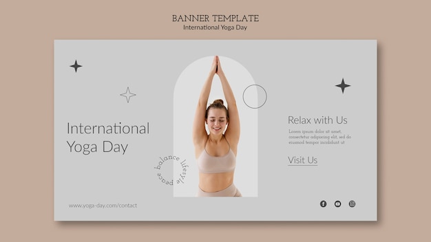 Vereinfachte horizontale Bannervorlage für den internationalen Yoga-Tag