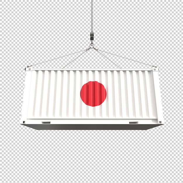 Kostenlose PSD versandcontainer mit japanischer flagge auf durchsichtigem hintergrund
