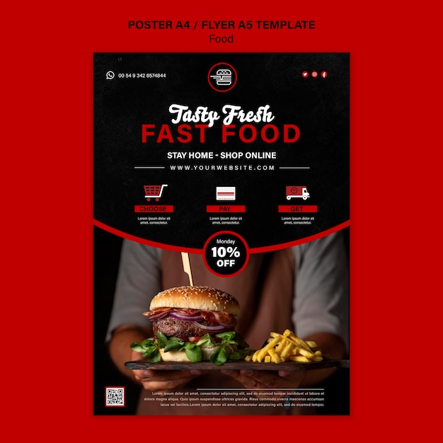 Vertikale Druckvorlage für Fastfood